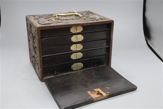 A Chinese mahjong set with lacquer case, Not Ivory but Ivorine